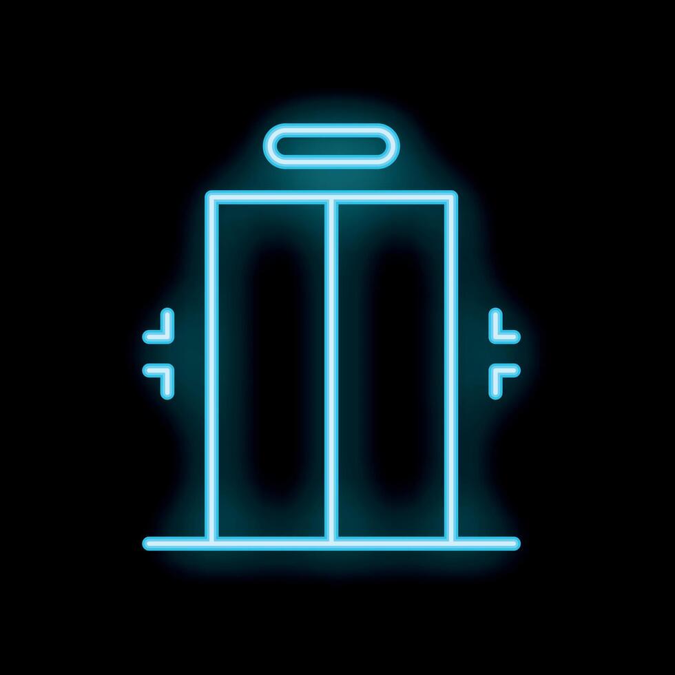 Neon elevator sign showing up and down arrows on black background vector