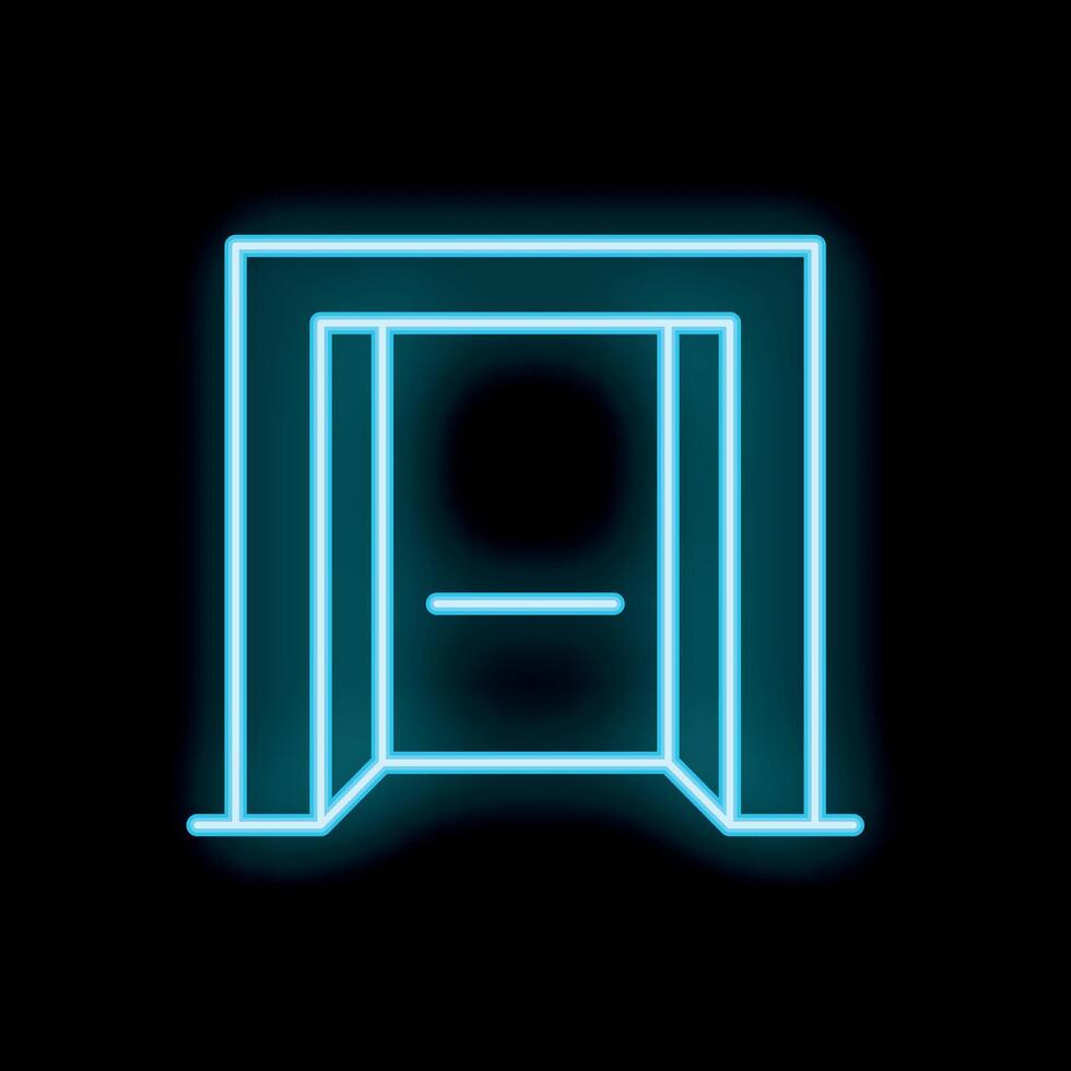 Neon blue light showing open doors on black background vector