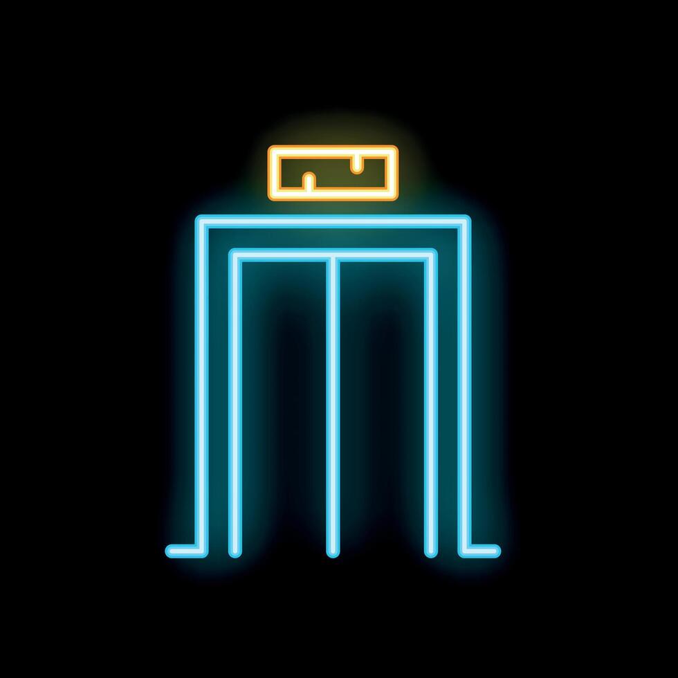 Glowing neon line metal detector icon isolated on black background illustration vector
