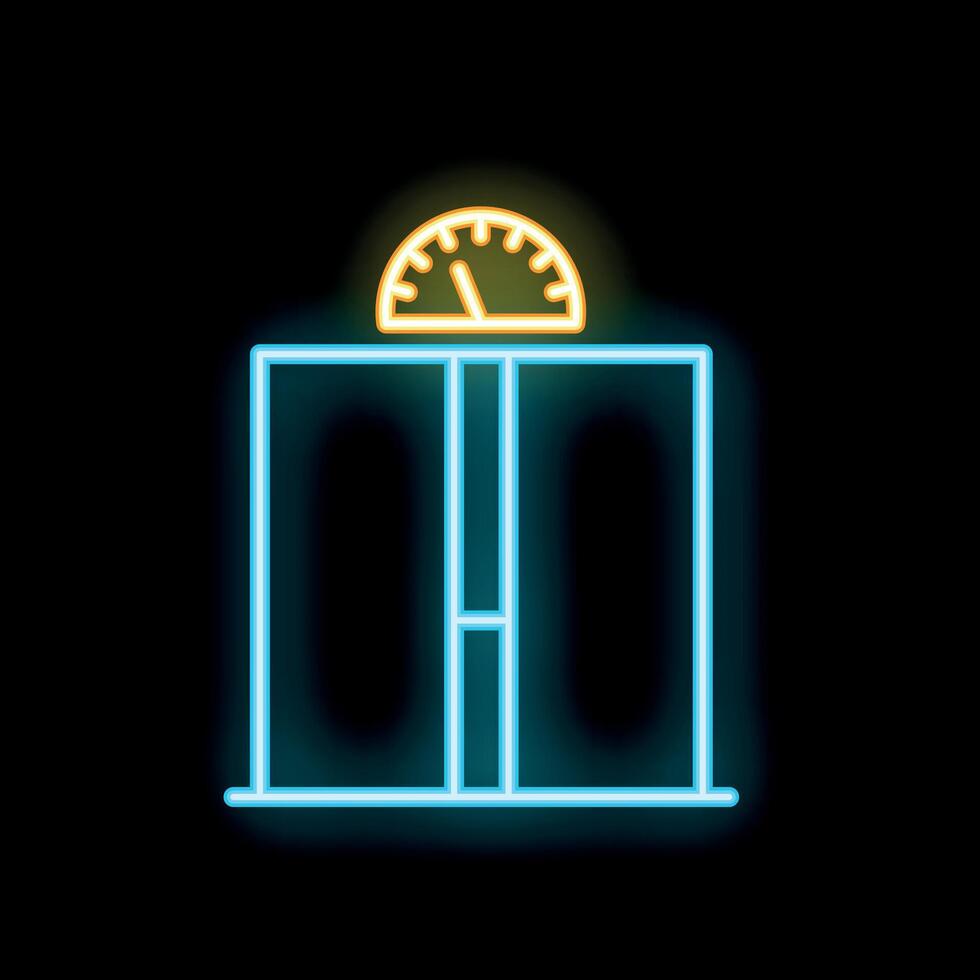 Neon elevator icon glowing on dark background vector