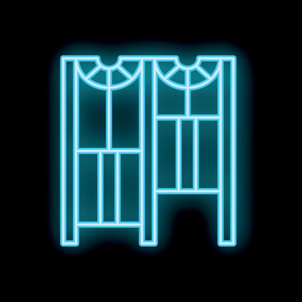 Minimalist blue glowing neon folding screen room divider icon vector