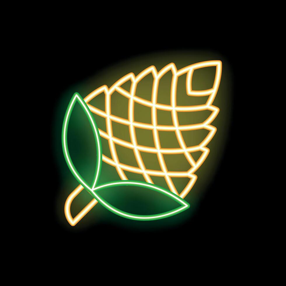 Glowing neon hop cones for brewery signage design vector