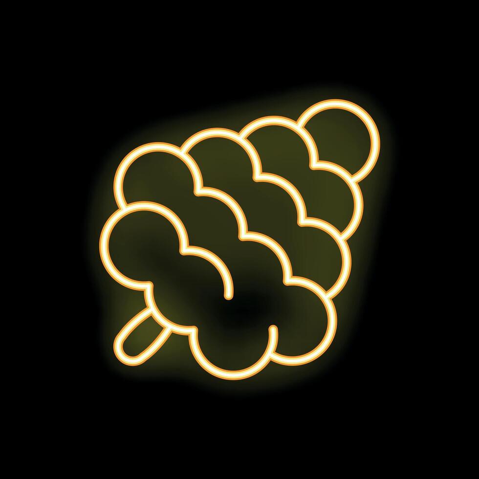 Bright yellow neon sign depicting a popular japanese dessert called dango vector