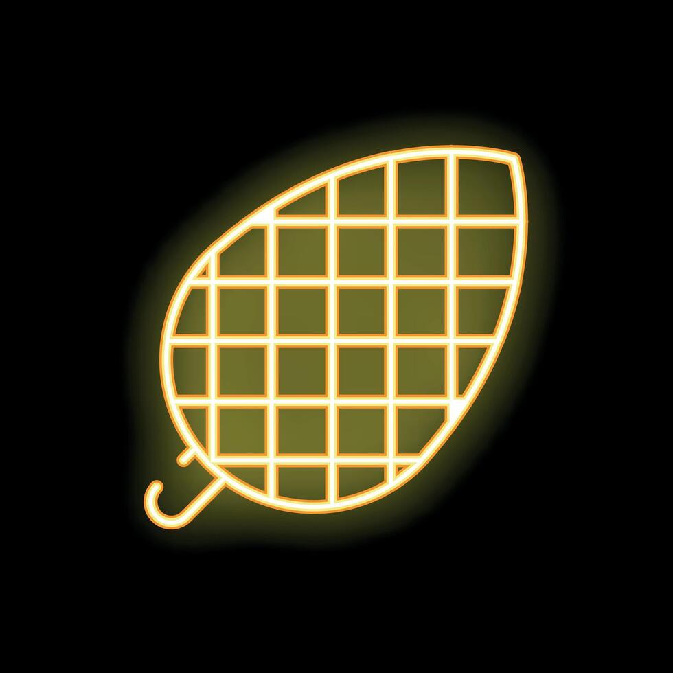 Neon yellow empty barbecue grill glowing on black background vector