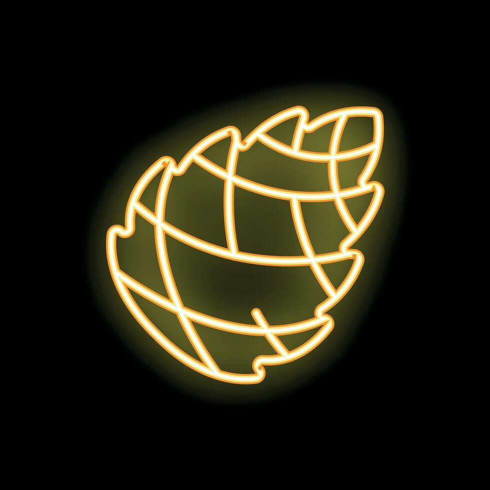 Glowing neon icon of a cabbage showing a grid pattern on a black background vector