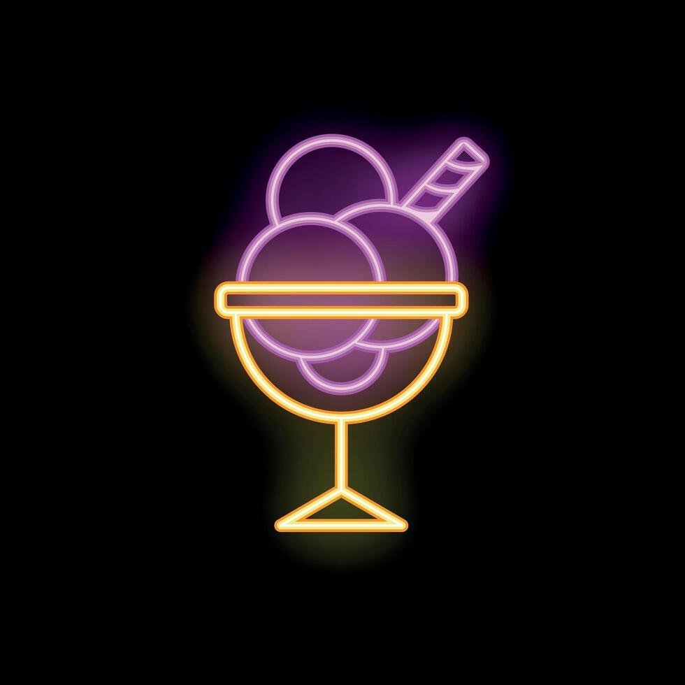 Neon sign representing a delicious ice cream sundae for a restaurant, bar or business vector