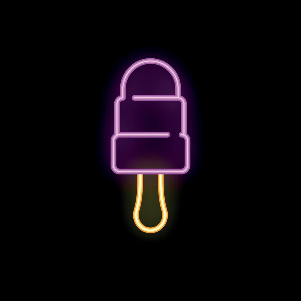 Neon sign representing ice cream on a stick on black background vector