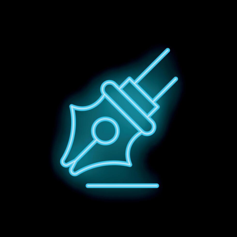 Neon fountain pen drawing line on black background vector