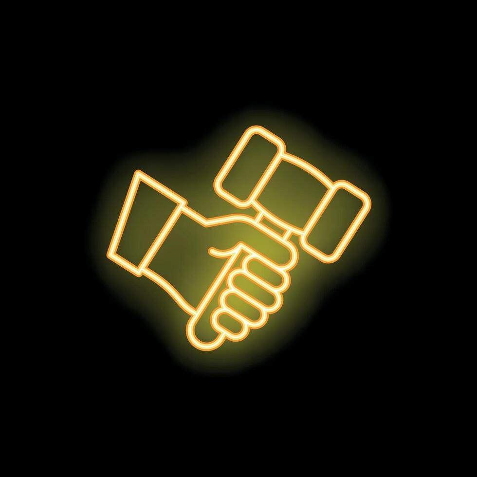 Judge hand holding gavel yellow neon icon on black background vector