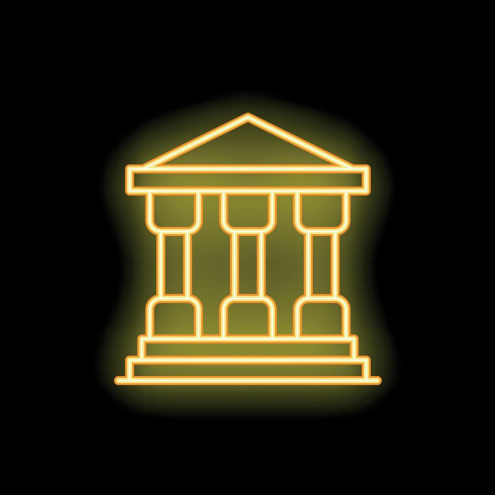 Glowing neon icon of a courthouse or university building vector