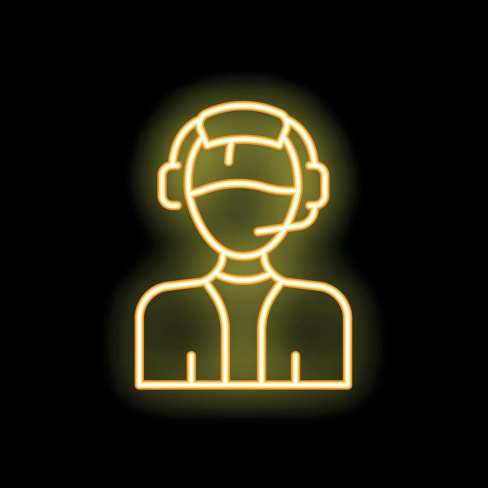 Neon sign of a customer service representative wearing a headset vector