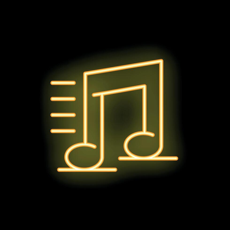 Neon yellow music note glowing on black background vector