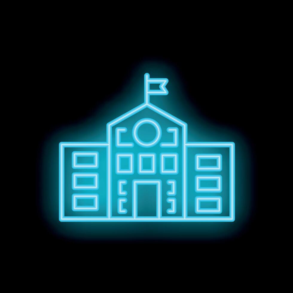 Neon university building shining in the night vector