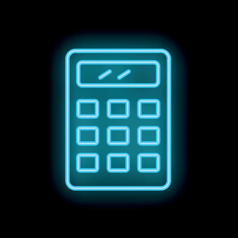 Neon calculator glowing on black background vector