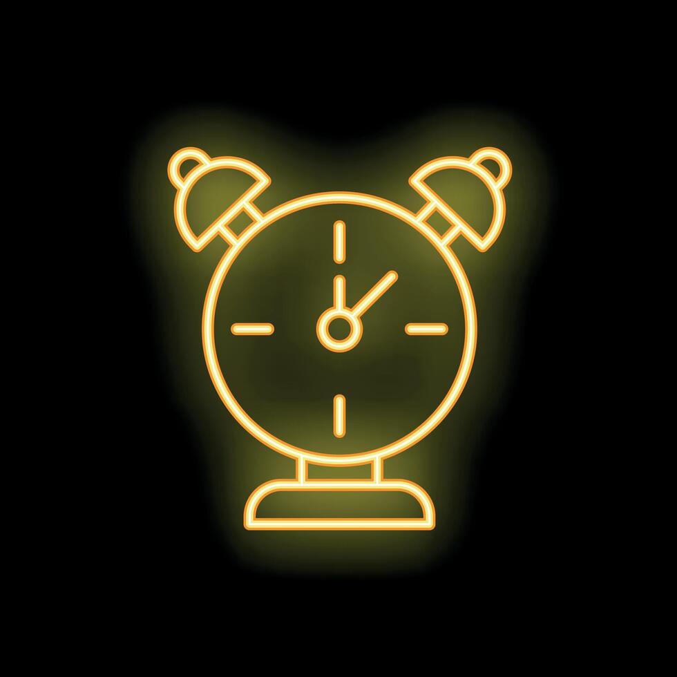 Yellow neon alarm clock shining in the dark vector