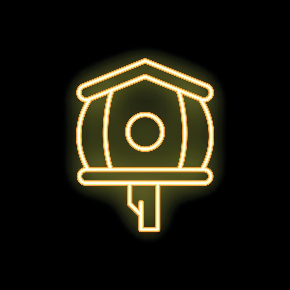 Glowing neon icon of birdhouse on a stick for decoration vector