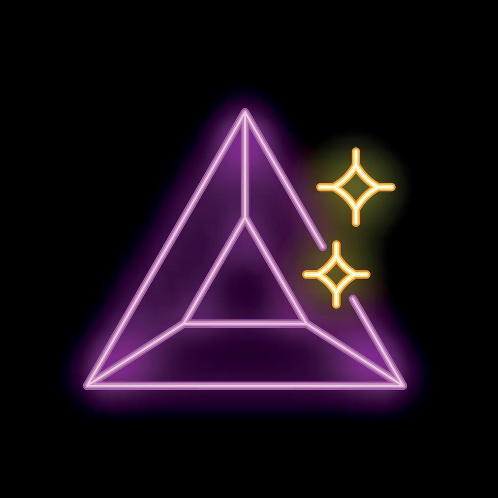 Neon sign of a sparkling diamond shining brightly in pink and orange vector