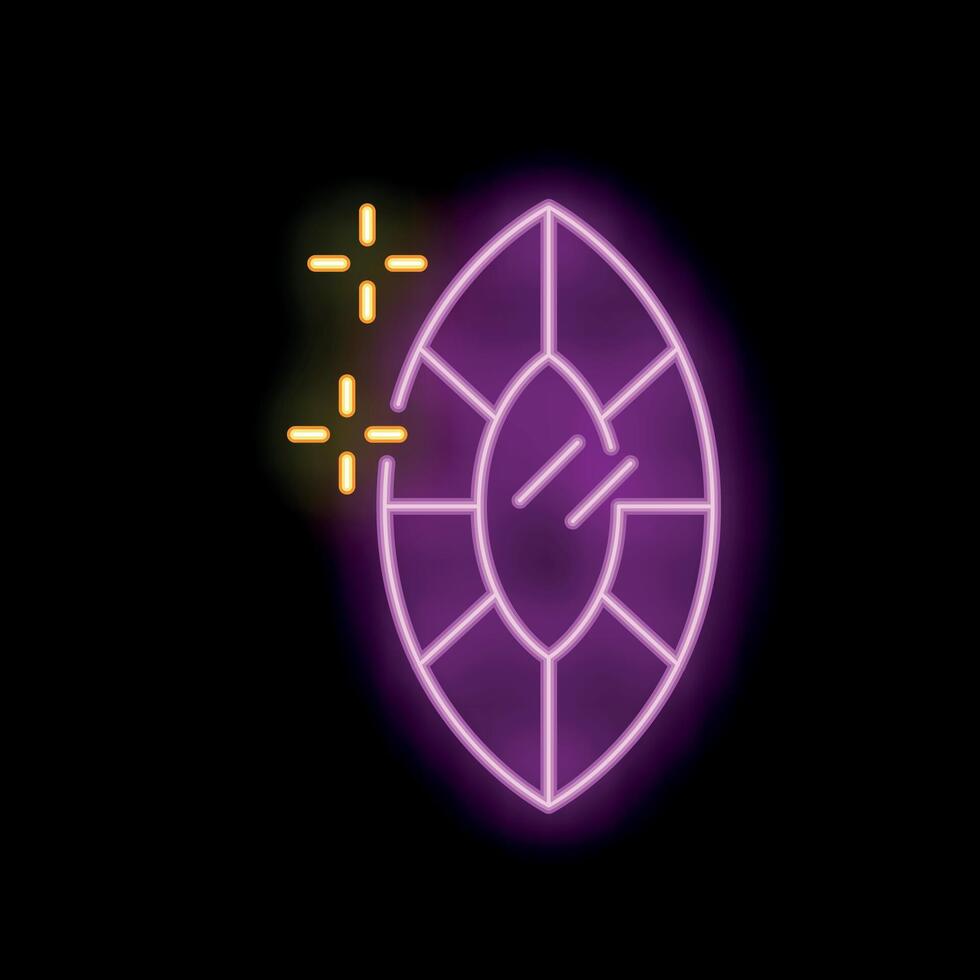 Neon icon of a shining jewelry diamond with facets vector