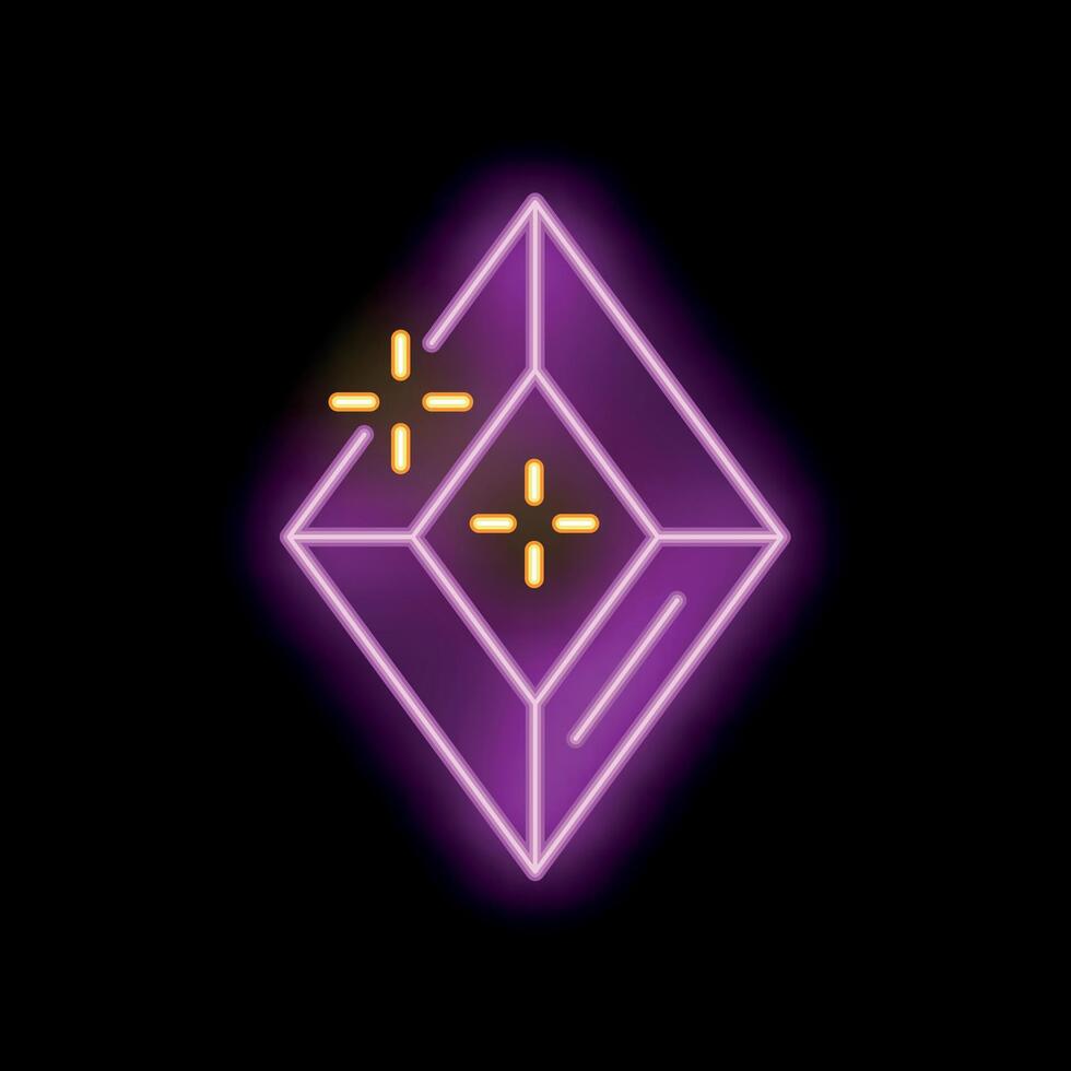 Neon sign of a sparkling diamond on black background vector