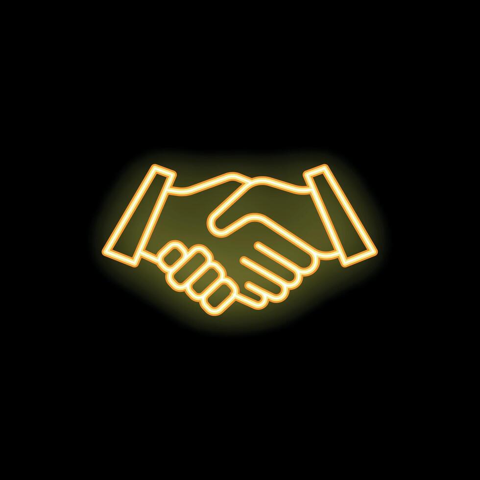 Neon style icon of two businessmen shaking hands vector