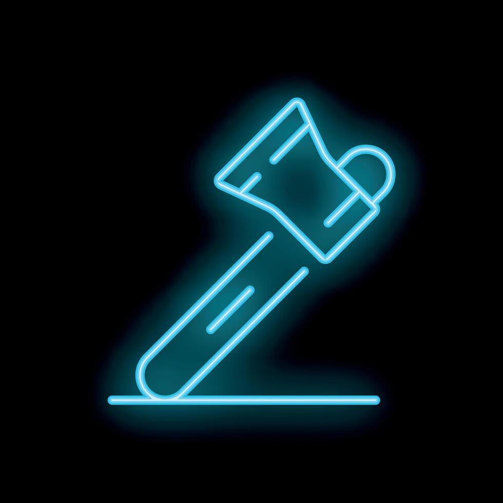 Neon sign of axe lying on a surface for lumberjack vector