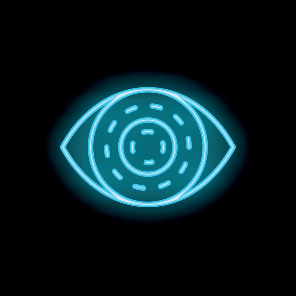 Neon eye symbol representing vision and perception vector