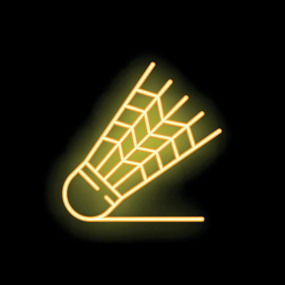 Neon shuttlecock badminton birdie glowing on black background vector