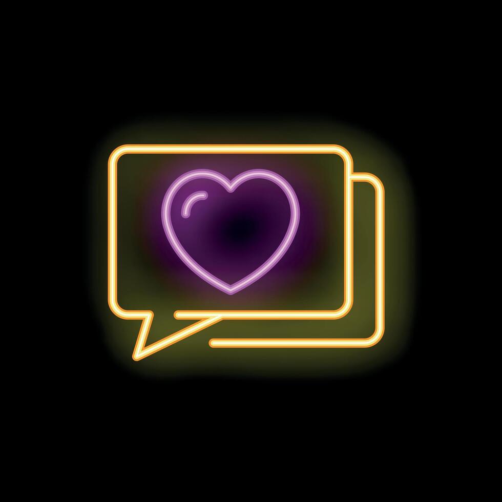 Neon heart showing love on social media platform vector