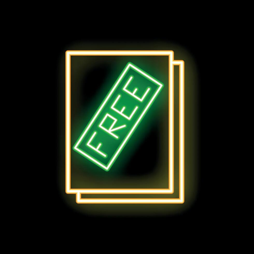 Glowing neon sign depicting free papers on dark background vector