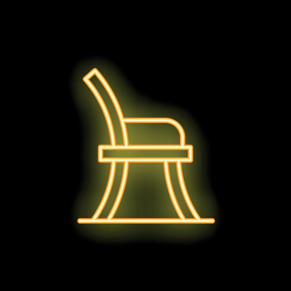 Neon yellow chair glowing against a black background vector