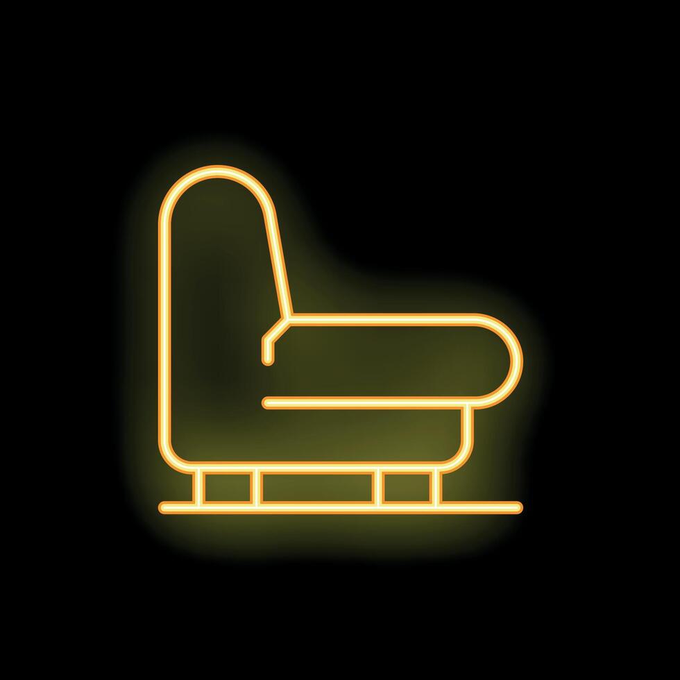 Glowing neon icon of comfortable chair on black background vector