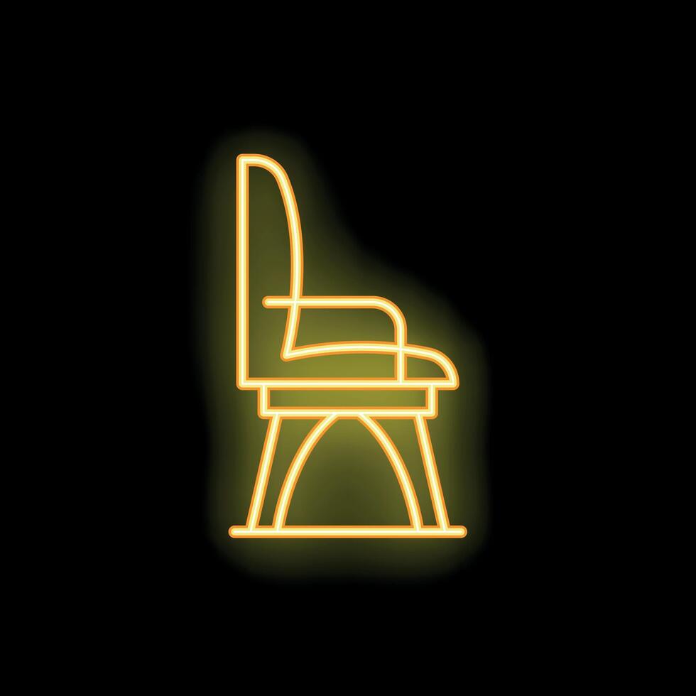 Neon chair glowing in the dark on black background vector
