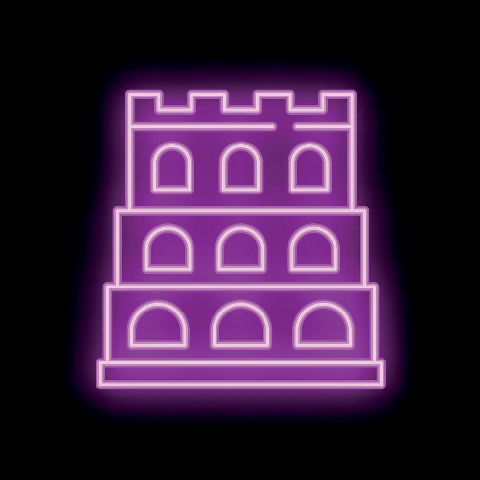 Glowing neon sign depicting the colosseum, a famous landmark in rome, italy vector