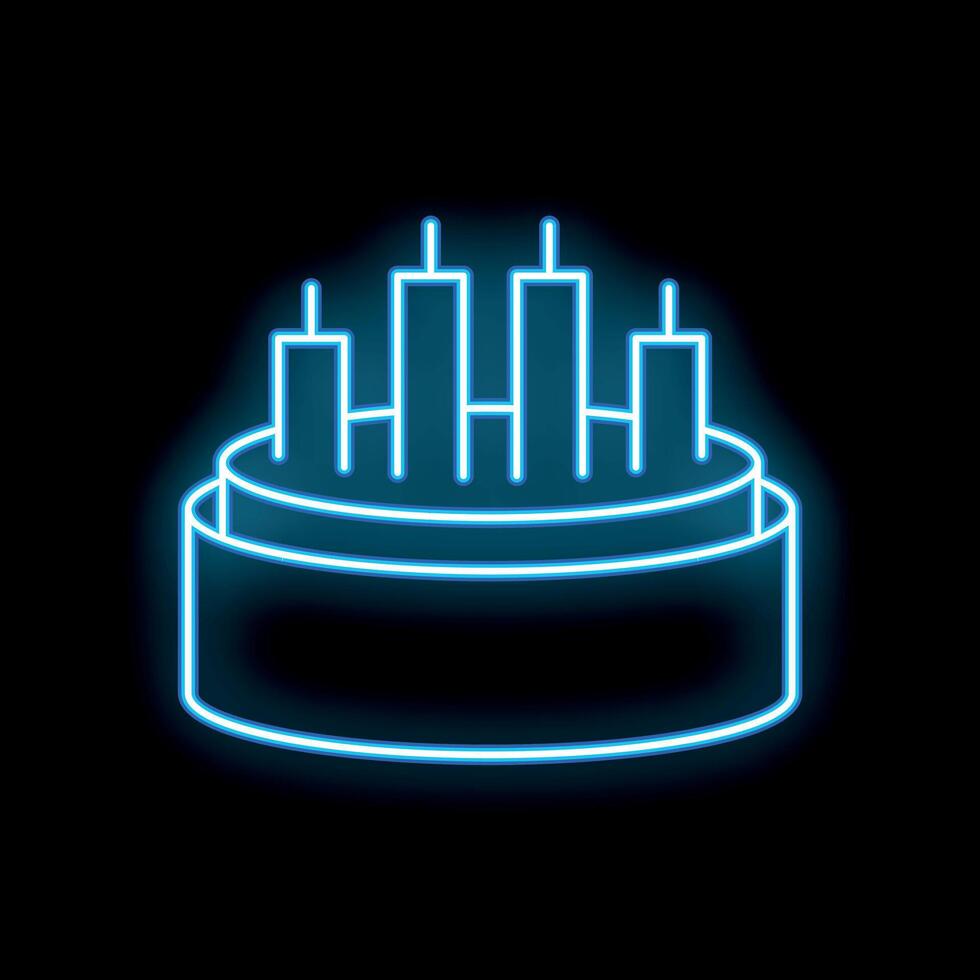 Blue glowing neon line optical fiber cable icon isolated on black background vector