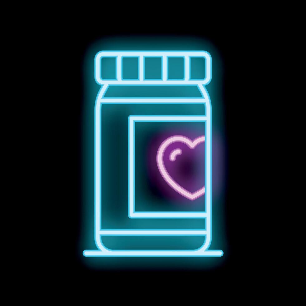 Neon love potion glowing with passion on black background vector