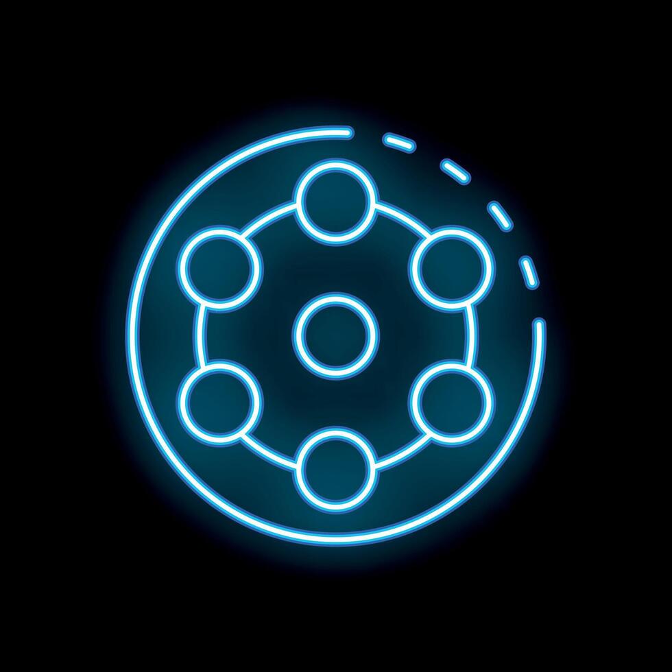 Neon blue film reel glowing on black background vector