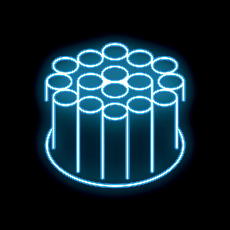 Blue neon style fiber optic cable cross section icon showing data transferring strands vector