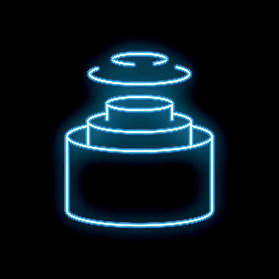 Neon blue hologram glowing on black background vector
