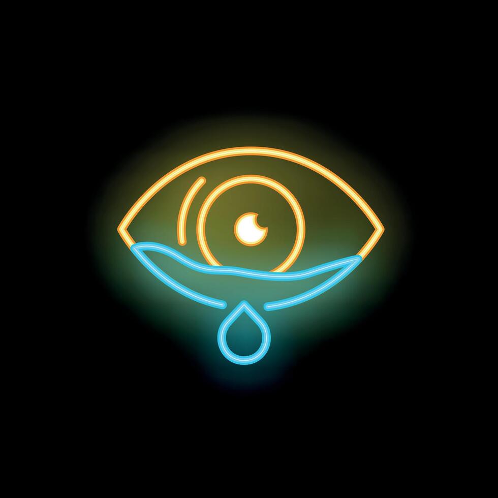 Neon icon of eye crying with tear drop vector