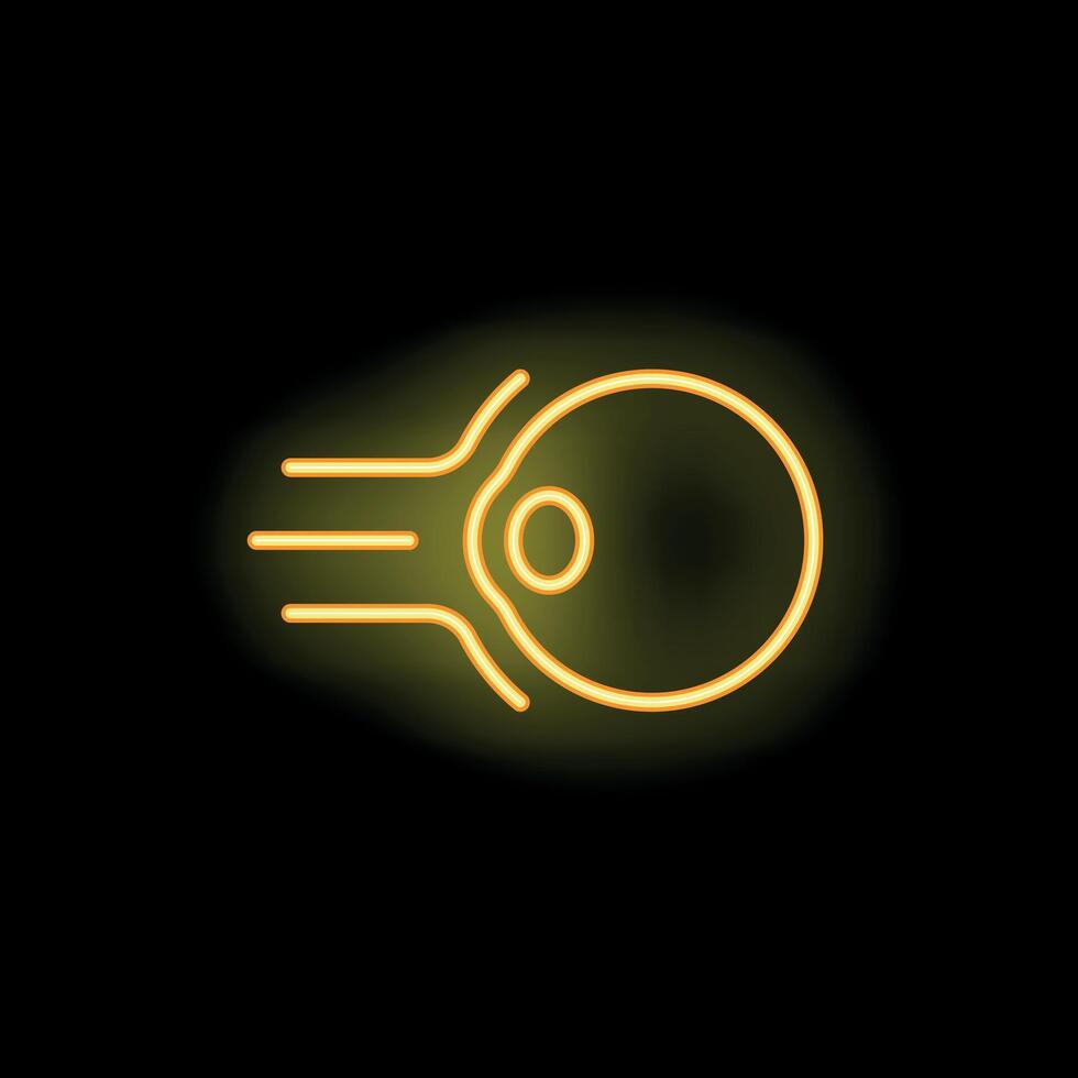 Neon icon of human eye glowing yellow on black background vector