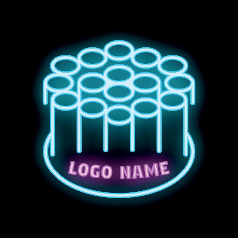 Neon sign representing fiber optic cable for telecommunications logo vector
