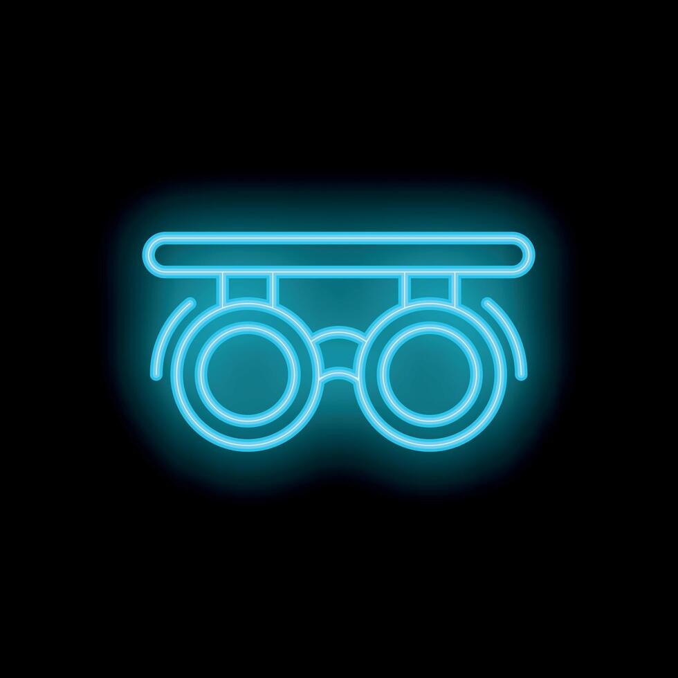 Neon sign representing trial lenses being used for eyesight examination vector