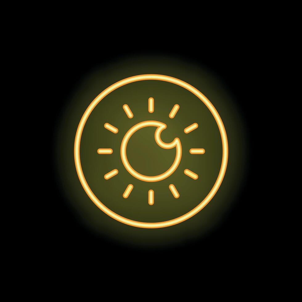 Neon icon of eye with light rays representing vision vector