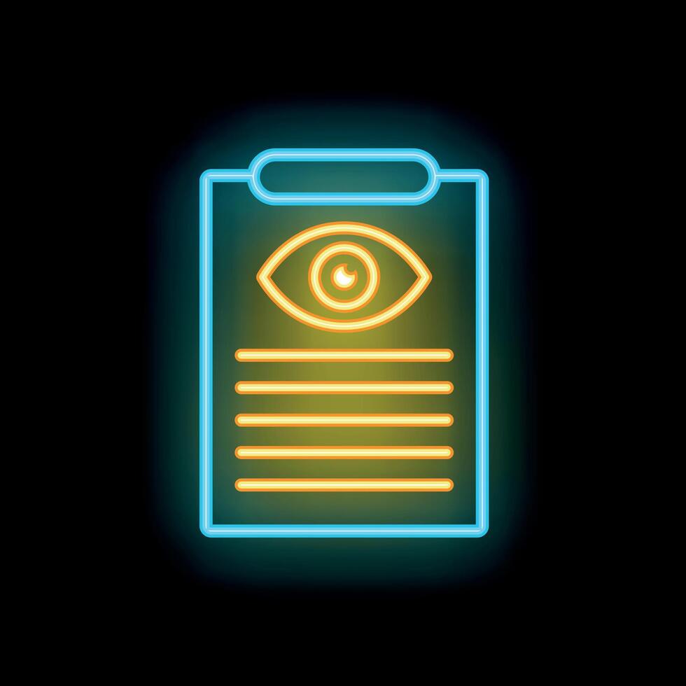 Neon icon of clipboard representing concept of witness statement vector