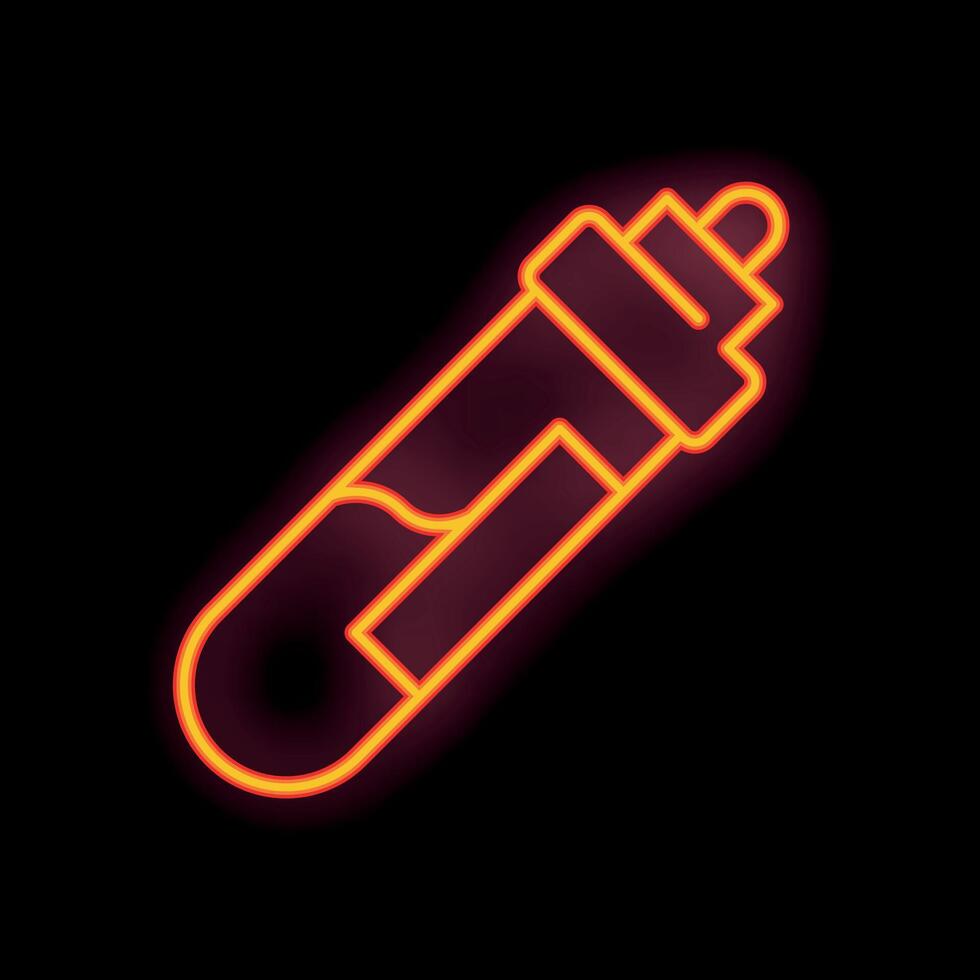 Neon test tube glowing on black background vector