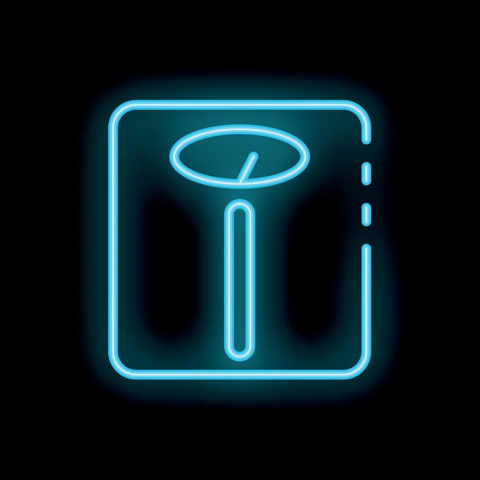 Neon bathroom scale shining on black background vector