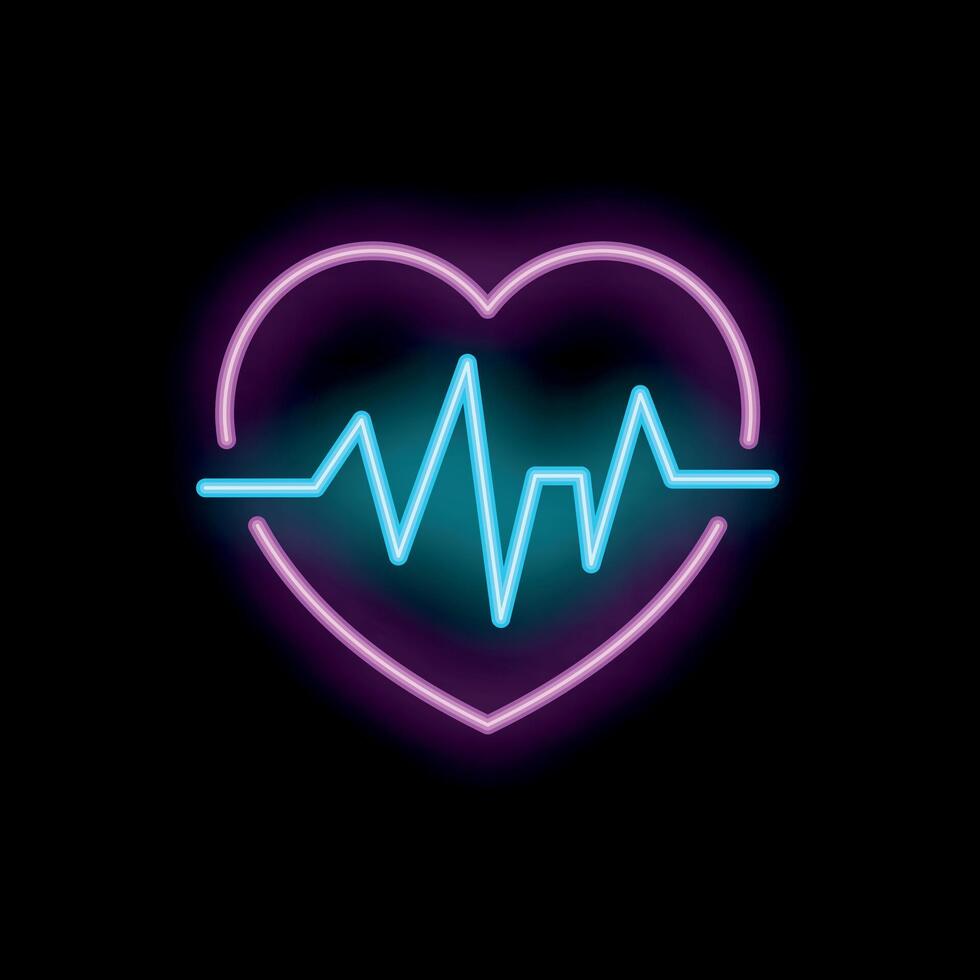 Neon heartbeat showing love for healthcare and medical services vector