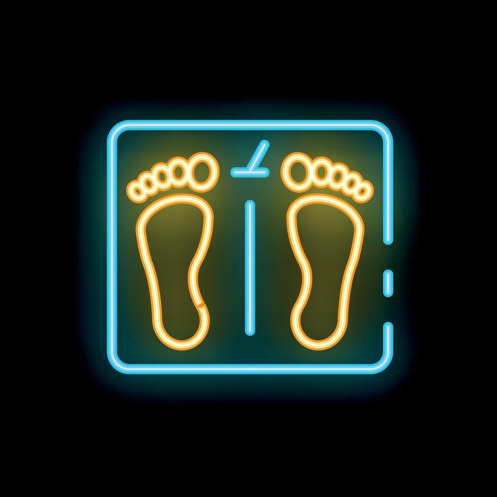 Neon bathroom scale icon glowing for weight loss app vector