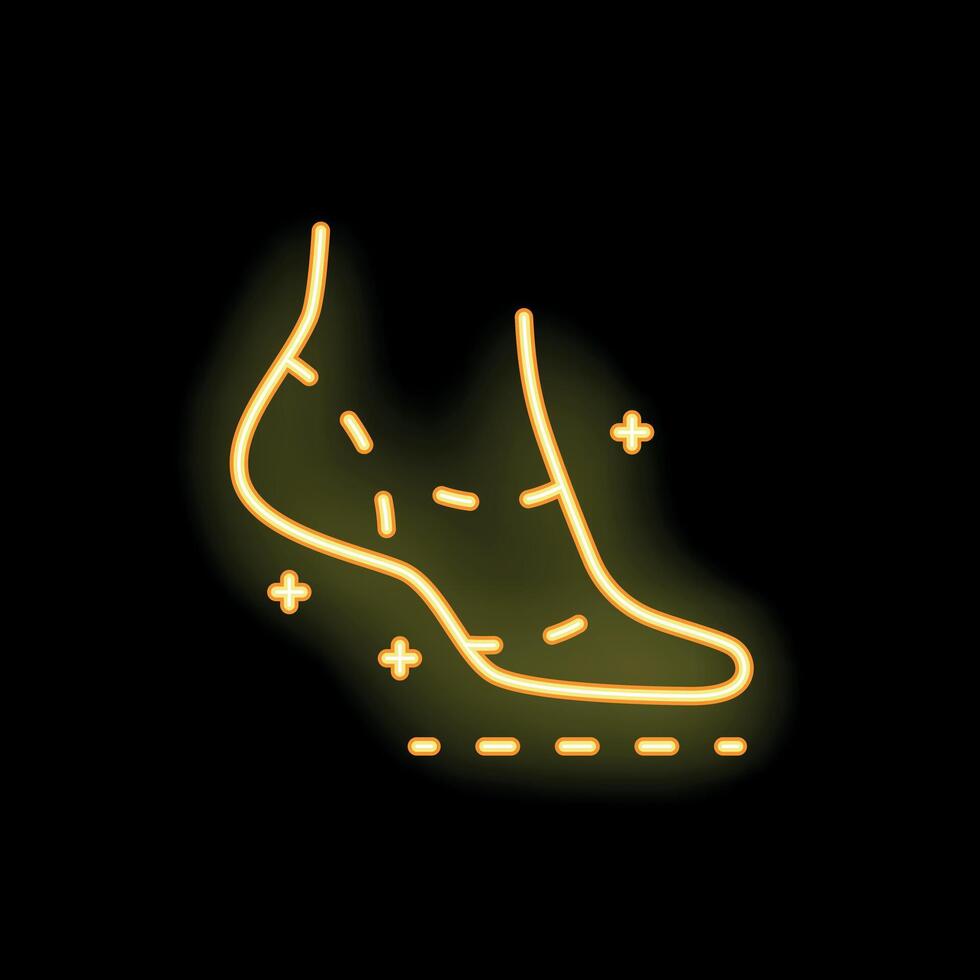 Neon style icon of foot with dry skin showing skin problem vector