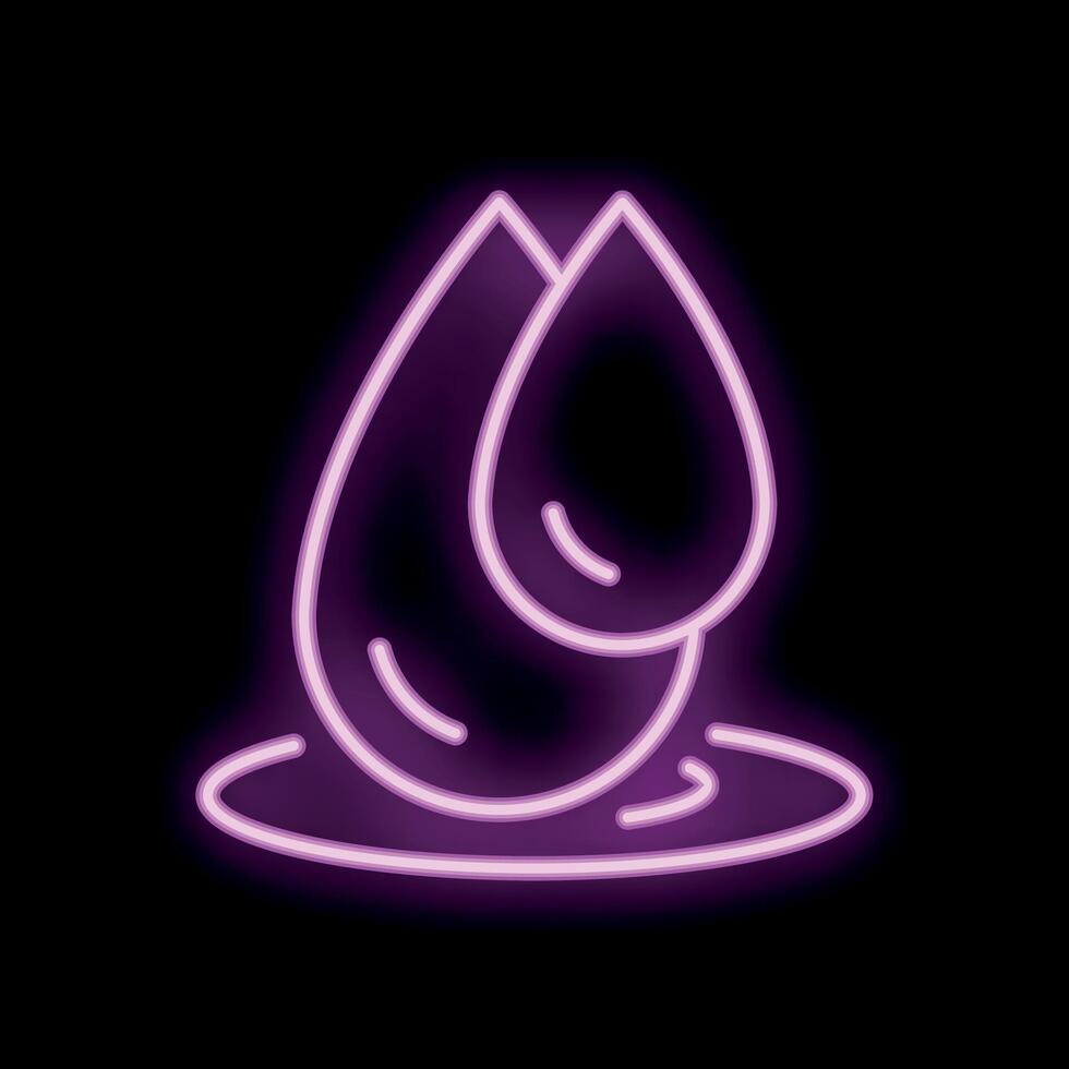 Neon sign showing two water drops falling on the ground vector